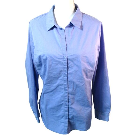 Worthington Tops - Worthington Women's Purple Long Sleeve Stretch Button Front Blouse Size 14